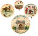 BUFFALO 1901 EXPO BUTTONS AND HAKE BOOK COLOR PLATE SPECIMENS.
