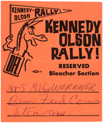 RARE KENNEDY OLSON RALLY LARGE CARD STOCK BADGE CUBAN MISSILE CRISIS.