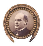 McKINLEY REAL PHOTO IN HORSESHOE BRASS FRAME.