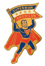 "SUPERMAN AMERICAN" LARGE VERSION DIE-CUT PREMIUM BADGE.