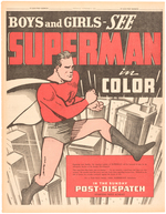 "SUPERMAN" 1939 NEWSPAPER STRIP DEBUT AD.