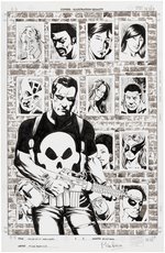 "HOUSE OF M: AVENGERS" #3 COMIC BOOK COVER ORIGINAL ART FEATURING THE PUNISHER BY MIKE PERKINS.