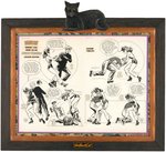 LEE ELIAS "BLACK CAT" #12 COMIC BOOK DOUBLE-PAGE SPREAD ORIGINAL ART FRAMED DISPLAY.
