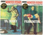 AURORA "MONSTER SCENES - DR. DEADLY & FRANKENSTEIN" FACTORY-SEALED BOXED MODEL KIT PAIR.