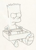 "THE SIMPSONS" BART SIMPSON PRODUCTION CEL/PENCIL DRAWING PAIR.