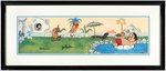 "THE FLINTSTONES - THE SWIMMING POOL" HANNA & BARBERA SIGNED LIMITED EDITION PAN CEL DISPLAY.