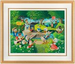 CARL BARKS "SURPRISE PARTY AT MEMORY POND" LIMITED EDITION SERIGRAPH FEATURING DONALD DUCK & OTHERS.