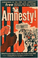 RARE "AMNESTY FOR SMITH ACT VICTIMS" POSTER WITH APPEAL TO PRESIDENT TRUMAN.