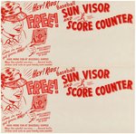 "BASEBALL SUN VISOR AND SCORE COUNTER" PREMIUM SIGNS & PROTOTYPE SIGN ORIGINAL ART.
