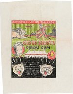 "CLYDE BEATTY CIRCUS GUM" PROTOTYPE ORIGINAL ART LOT.