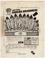 "INDIAN HEADDRESS" PREMIUM PROTOTYPE ORIGINAL ART PAIR.
