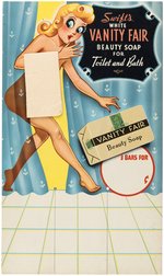 "SWIFT'S WHITE VANITY FAIR BEAUTY SOAP" 1950s RISQUE ADVERTISING SIGN.