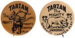 "TARZAN THE MIGHTY" 1928 UNIVERSAL SERIAL PAIR OF MOVIE GIVE AWAY BUTTONS.