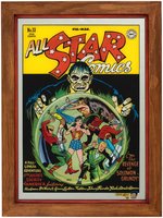 IRWIN HASEN "ALL STAR COMICS" #33 COVER RECREATION ON GLASS ORIGINAL ART CUSTOM FRAMED DISPLAY.
