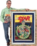 IRWIN HASEN "ALL STAR COMICS" #33 OVERSIZED COVER RECREATION ORIGINAL ART CUSTOM FRAMED DISPLAY.