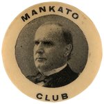 McKINLEY "MANKATO CLUB" PORTRAIT BUTTON UNLISTED IN HAKE.