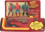 MEGO COMIC ACTION HEROES AMAZING SPIDERCAR W/THREE FIGURES IN BOX.