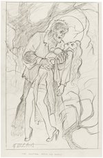 "THE WOLFMAN MEETS HIS MATCH" PRELIMINARY SKETCH ORIGINAL ART BY GREG HILDEBRANDT.