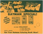 "BATMAN" HOLLOWAY CANDY PREMIUM COLORING BOOKS STORE SIGN.