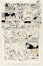 "THE NEW TITANS" #71 COMIC BOOK PAGE ORIGINAL ART BY TOM GRUMMETT.