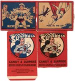 "SUPERMAN CANDY & SURPRISE" LEADER NOVELTY CANDY CO. CARDS AND BOX PANEL VARIETIES.