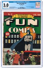 "MORE FUN COMICS" #52 FEBRUARY 1940 CGC 3.0 GOOD/VG (FIRST SPECTRE).