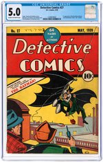"DETECTIVE COMICS" #27 MAY 1939 CGC 5.0 VG/FINE (FIRST BATMAN).