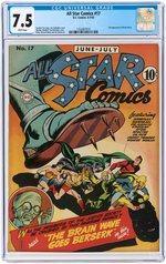 "ALL STAR COMICS" #17 JUNE-JULY 1943 CGC 7.5 VF-.