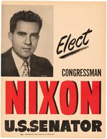 "ELECT CONGRESSMAN NIXON U.S. SENATOR" 1950 CALIFORNIA POSTER.