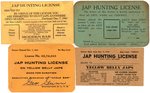 WORLD WAR II ANTI-JAPANESE "JAP HUNTING LICENSE" WALLET CARD LOT.
