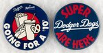 DODGERS VENDOR/USHER PAIR OF MUCHINSKY BOOK PHOTO EXAMPLE BUTTONS.