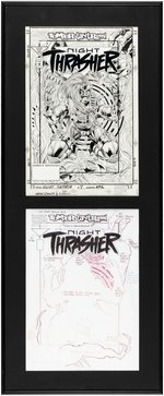 "NIGHT THRASHER" #9 FRAMED COMIC BOOK COVER ORIGINAL ART BY DAVID BOLLER.