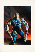 "MARVEL MASTERPIECES - CABLE" TRADING CARD ORIGINAL ART BY NELSON DeCASTRO.