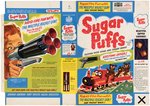 QUAKER "SUGAR PUFFS" FILE COPY CEREAL BOX FLAT WITH "THE MULTIPLE ROCKET GUN" OFFER.
