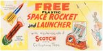 SCOTCH TAPE "SPACE ROCKET AND LAUNCHER PREMIUM SIGN PROTOTYPE ORIGINAL ART & FLYING SAUCER PREMIUMS.
