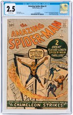 "AMAZING SPIDER-MAN" #1 MARCH 1963 CGC 2.5 GOOD+ (FIRST J. JONAH JAMESON & THE CHAMELEON).
