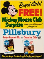 "MICKEY MOUSE - PILLSBURY'S" STORE SIGN PAIR & SHELF HANGER.