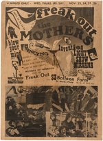 IMPORTANT ZAPPA MOTHERS OF INVENTION 1966 BALLOON FARM CONCERT POSTER FIRST NEW YORK CITY APPEARANCE