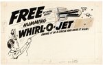 "HUMMING WHIRL-O-JET" PREMIUM PROTOTYPE ADVERTISING SIGN ORIGINAL ART.