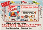 "CAMPFIRE MARSHMALLOWS" SIGN ADVERTISING "CIRCUS CUT-OUTS" PREMIUMS.
