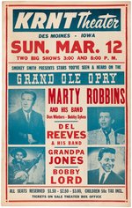 "GRAND OLE OPRY" 1961 CONCERT POSTER WITH MARTY ROBBINS.