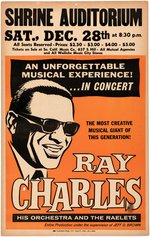 RAY CHARLES 1963 SHRINE AUDITORIUM LOS ANGELES, CALIFORNIA CONCERT POSTER.