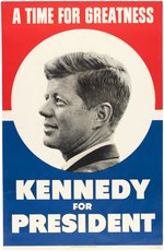 KENNEDY: LARGEST VARIETY OF THE CLASSIC "A TIME FOR GREATNESS" 1960 CAMPAIGN POSTER.