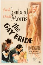 "THE GAY BRIDE" CAROLE LOMBARD LINEN-MOUNTED ONE SHEET MOVIE POSTER.