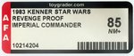 "STAR WARS: REVENGE OF THE JEDI - IMPERIAL COMMANDER" PROOF CARD AFA 85 NM+.
