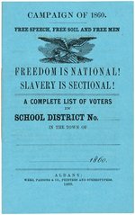 "FREEDOM IS NATIONAL! SLAVERY IS SECTIONAL" SCARCE "CAMPAIGN OF 1860" SMALL VOTER LEDGER.