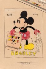 "MICKEY MOUSE 50th ANNIVERSARY" BRADLEY WATCH ORIGINAL ART.