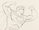 SUPERMAN JOE SHUSTER PENCIL SKETCH TRIBUTE ORIGINAL ART BY GREG HILDEBRANDT.