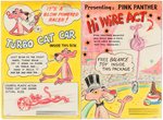 POST PINK PANTHER "TURBO CAT CAR/HI WIRE ACT" CEREAL BOX BACK PROTOTYPE ORIGINAL ART PAIR.