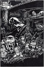 "BATMAN/TEENAGE MUTANT NINJA TURTLES" #4 COMIC BOOK VARIANT COVER ORIGINAL ART BY KEVIN EASTMAN.